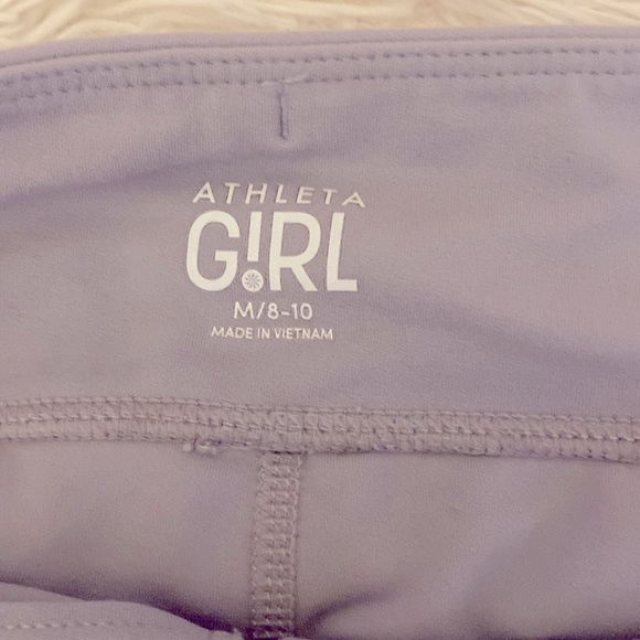 Athleta girls light purple cropped leggings. Mesh details at the bottom - Picture 4 of 4